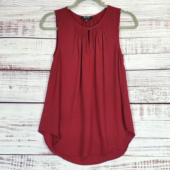Madewell Wine Lagenlook Sleeveless Tunic Top Boho Oversized XXS Flowy Minimalist - Picture 1 of 10